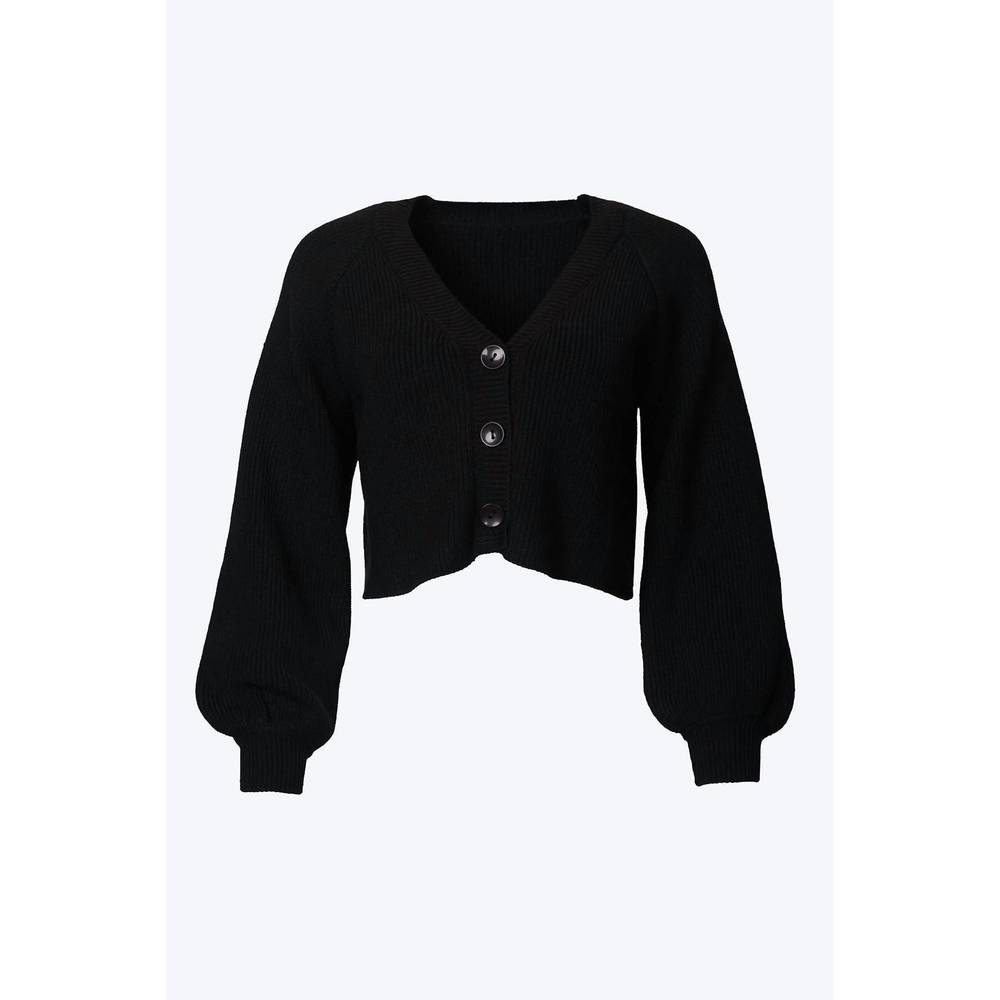 NEW SUN IMPERIAL cropped slouchy ribbed-knit cardigan in black